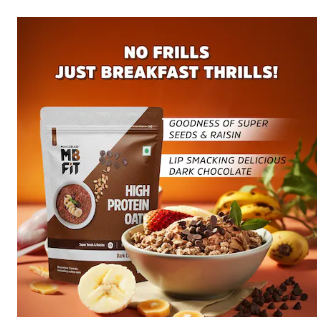MuscleBlaze High Protein Oats, 1 kg, Dark Chocolate