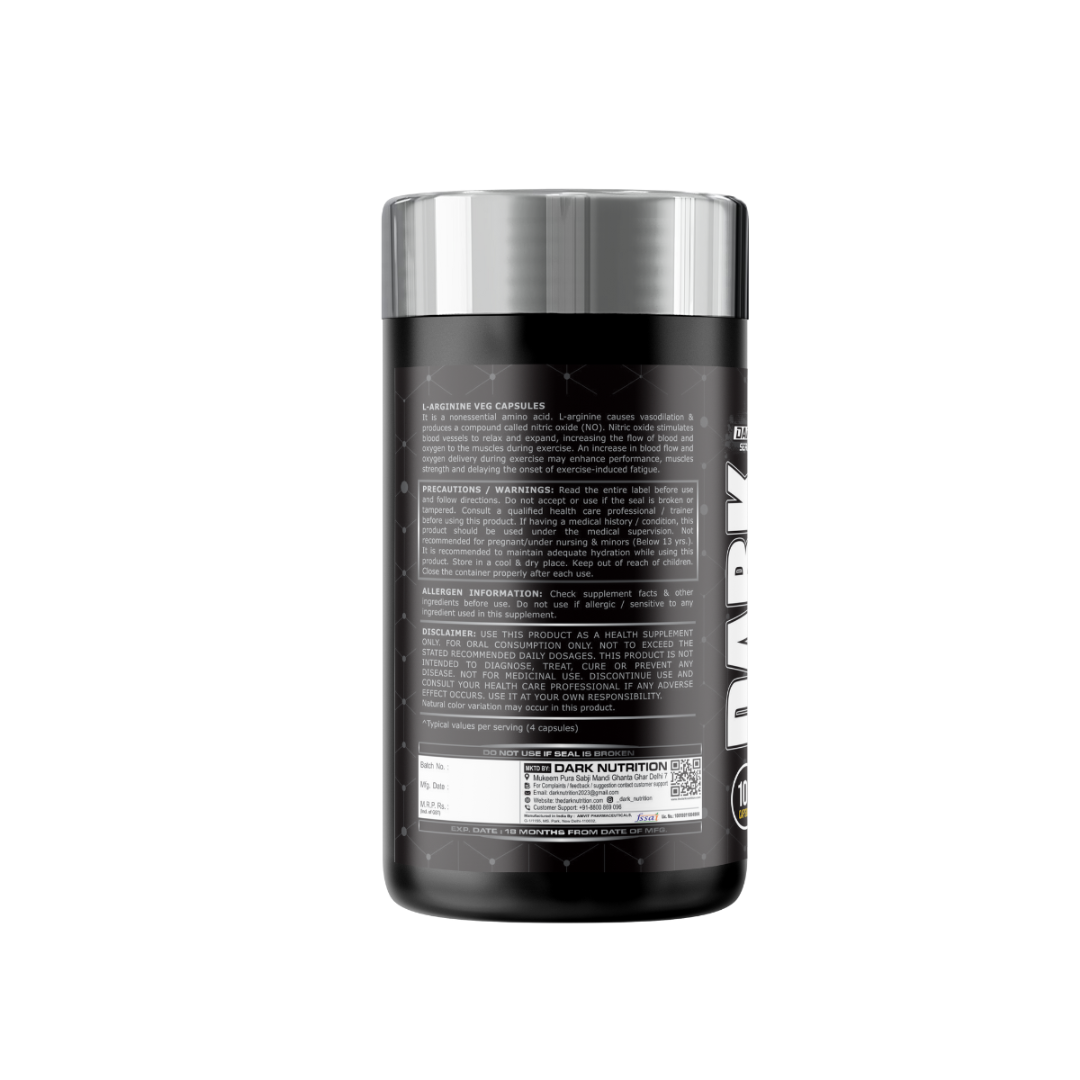 Dark Nutrition L-ARGININE 3000 MG (Best Pumping Capsules) 100 Capsules