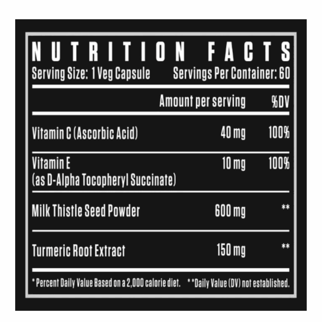 Nutrition facts label for a supplement with black text on a white background