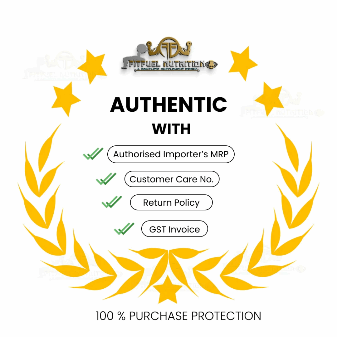 Fifteen Nutrition authenticity guarantee with stars and text on a white background