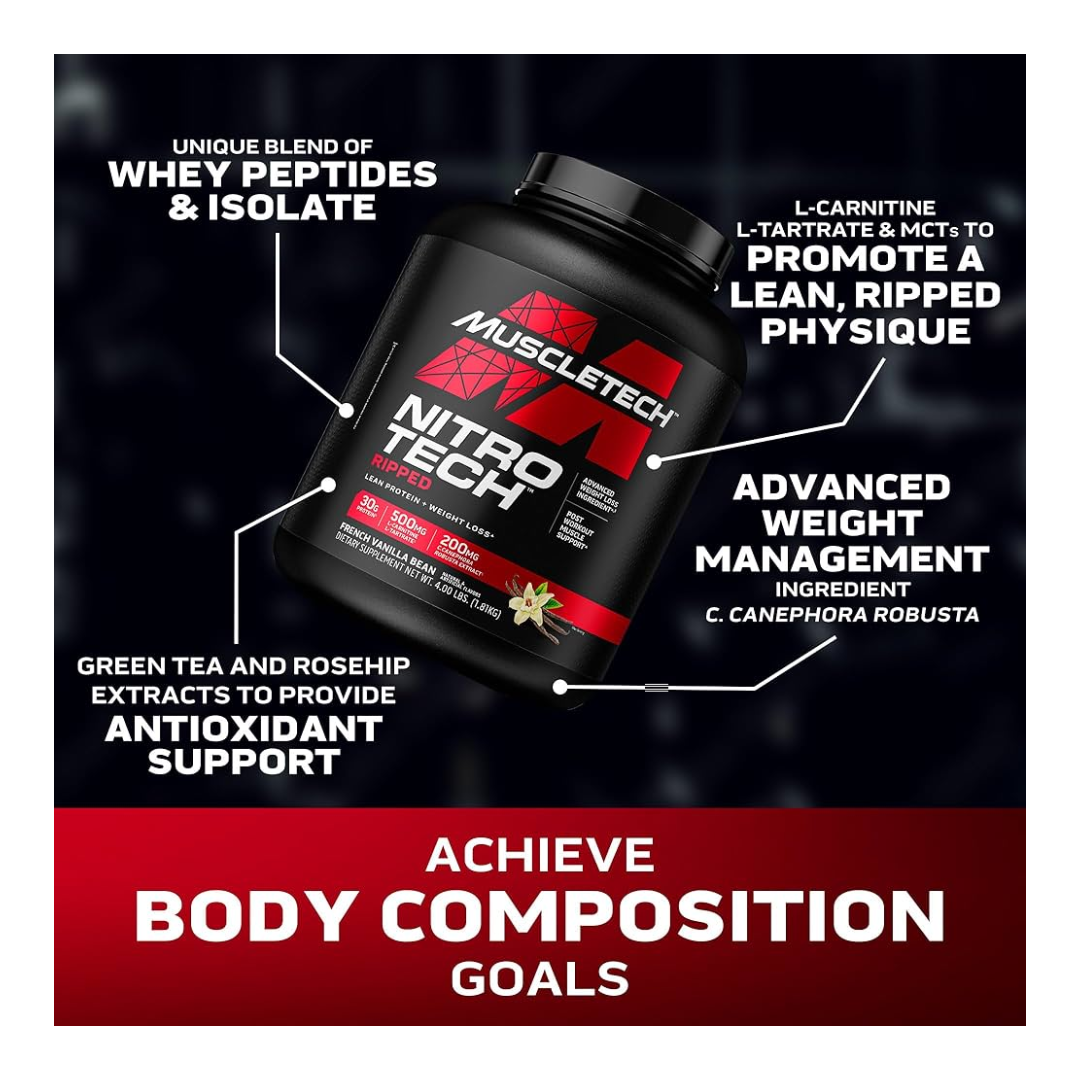 MuscleTech Nitrotech Ripped Whey Protein 4Lb