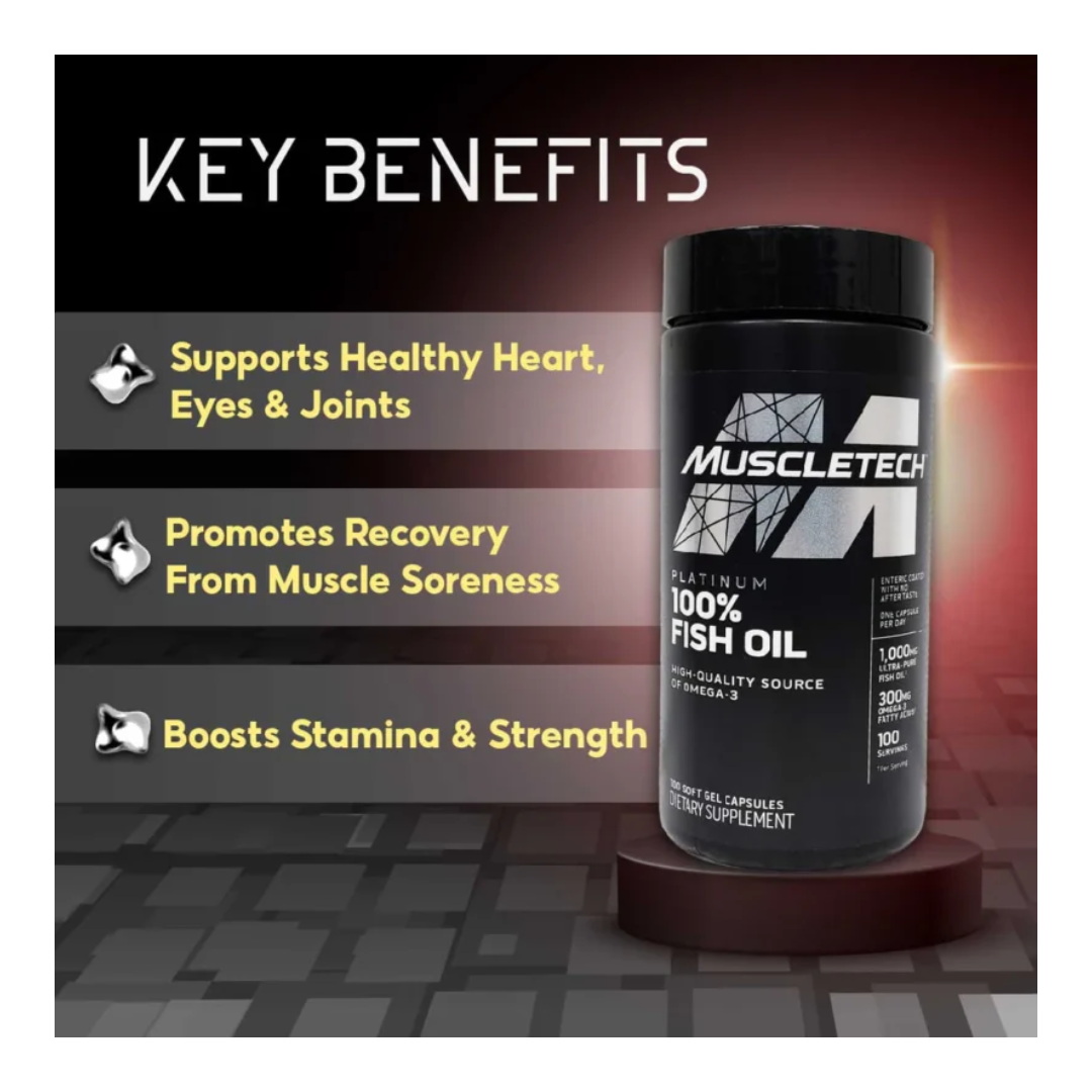 MuscleTech Platinum 100% Fish Oil – 100 Softgels