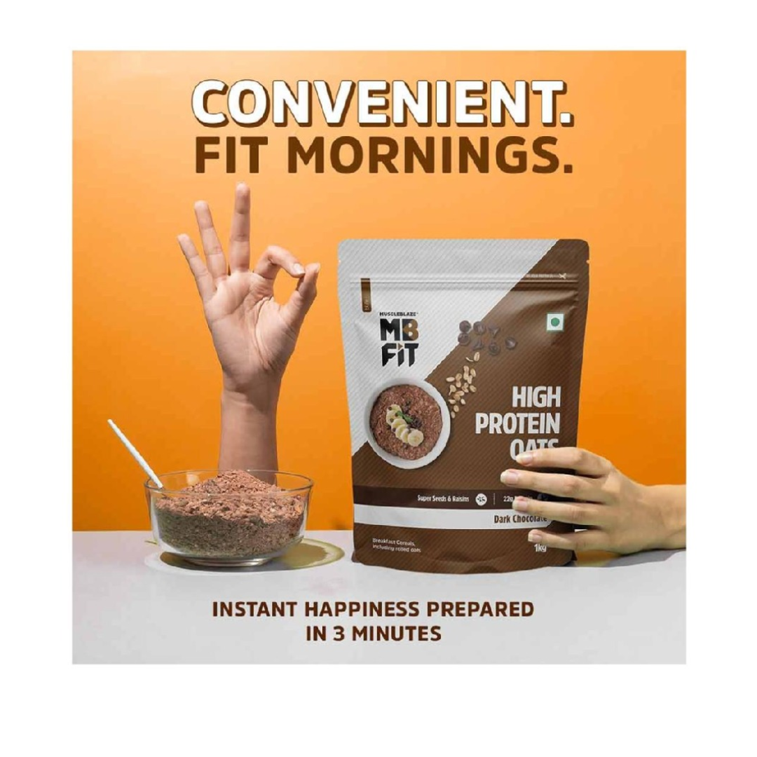 MuscleBlaze High Protein Oats, 1 kg, Dark Chocolate