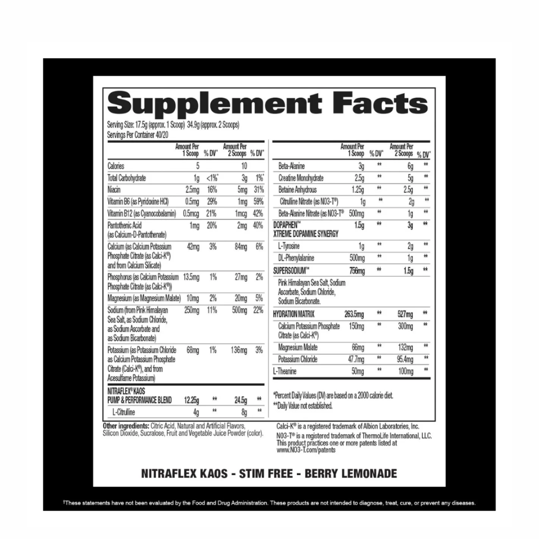 GAT Nitraflex Kaos Stim Free Pre Workout