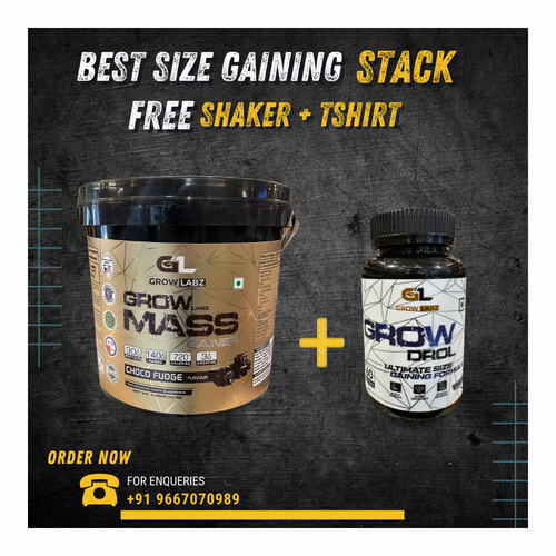 Growlabz Grow Mass Gainer + Growdrol 10LB Best Size Gaining Stack