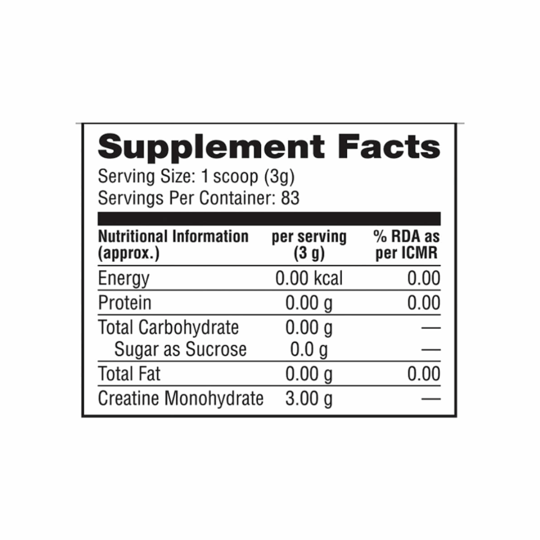 Supplement facts label with nutritional information on a white background