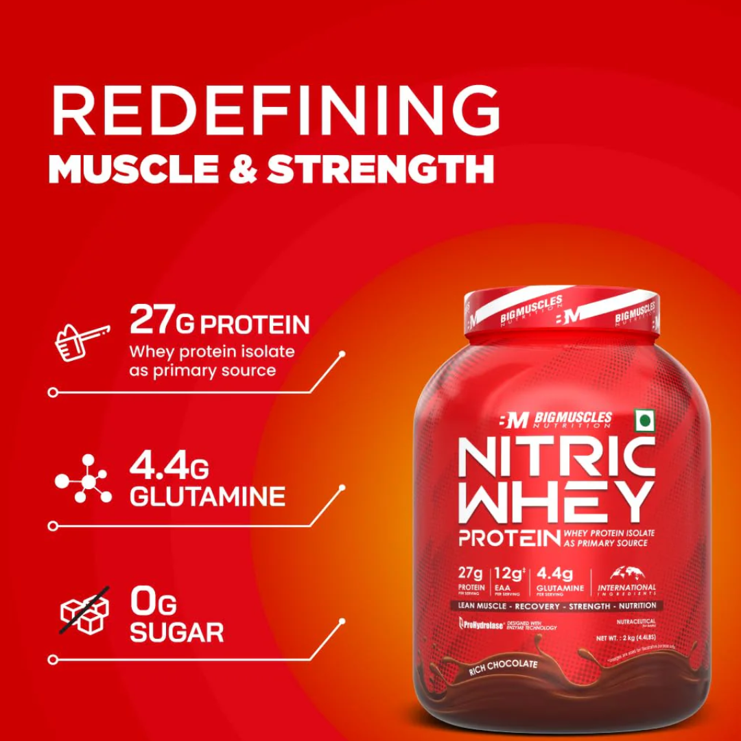 Big Muscles Nitric Whey Protein 2kg (Rich Chocolate)