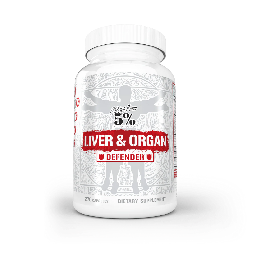 Supplement bottle labeled 'Liver & Organ Defender' on a white background