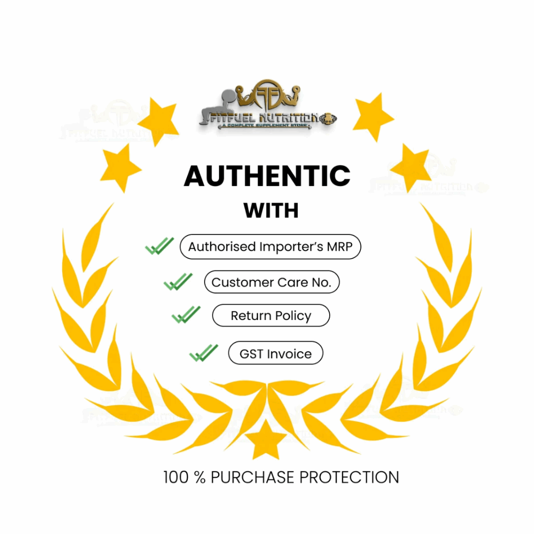 Authenticity guarantee badge with brand logo and text on a white background