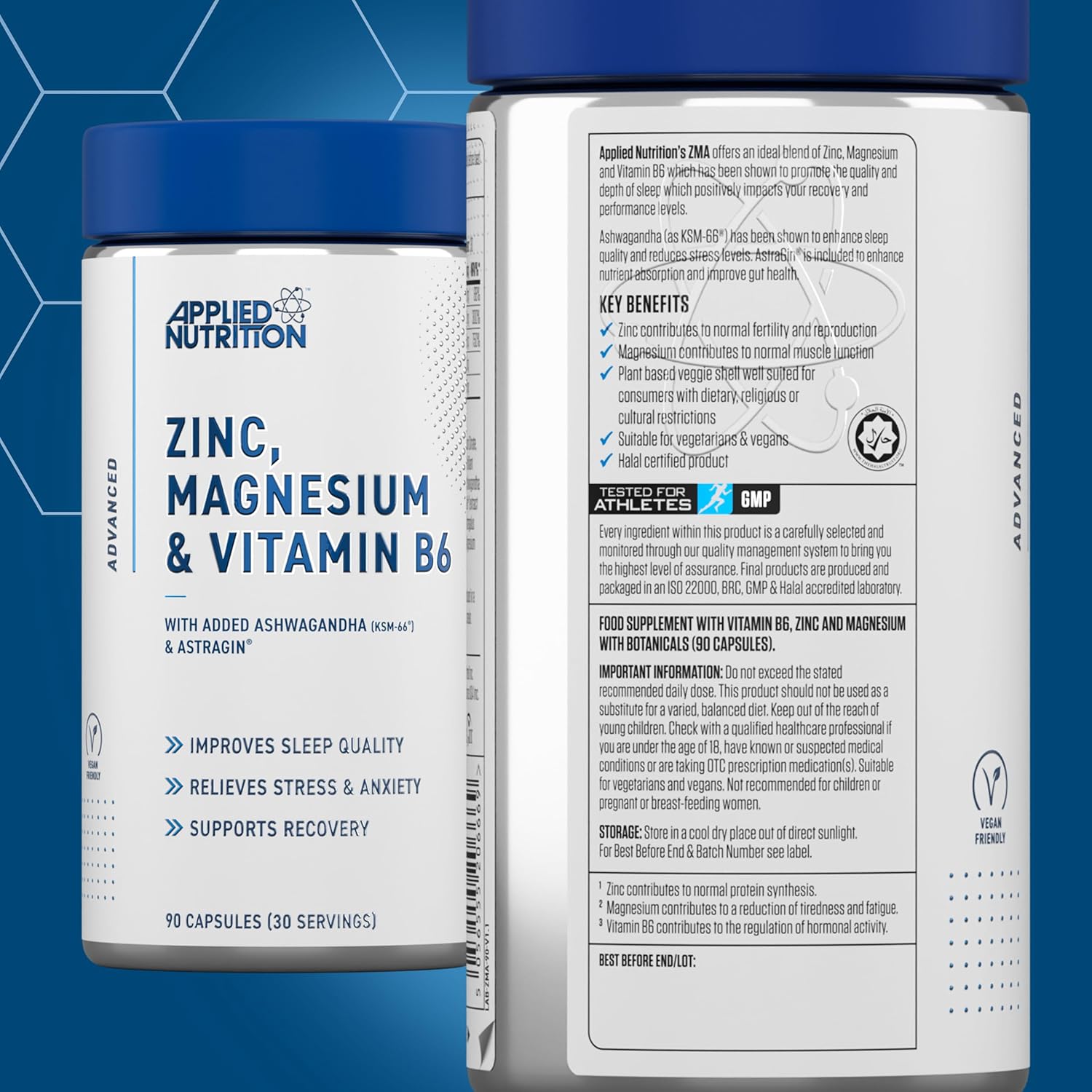 Applied Nutrition Zinc, Magnesium & Vitamin B6 Capsules With Ashwagandha (ZMA)