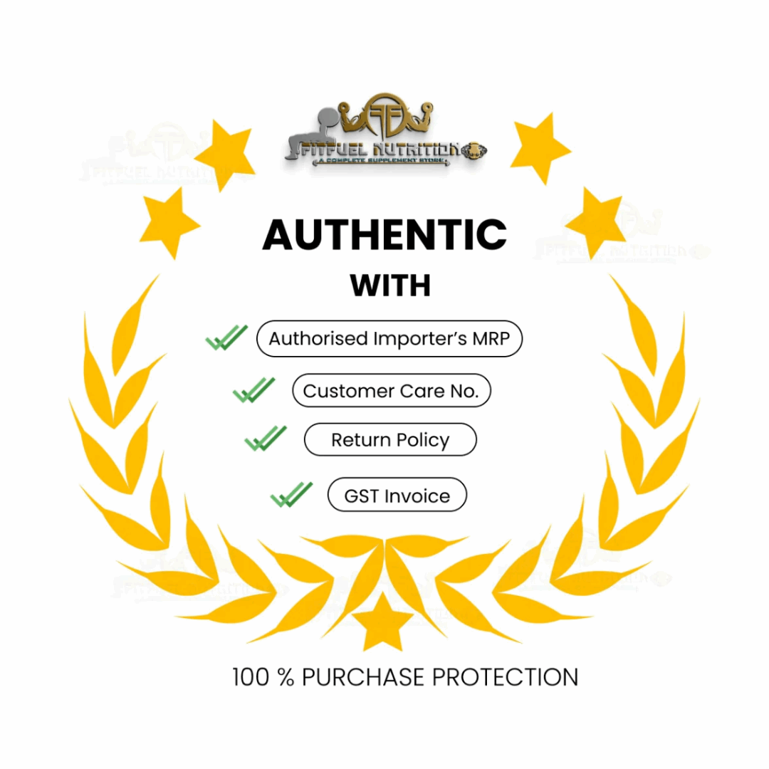 Futural Nutrition authenticity badge with gold stars and text on a white background