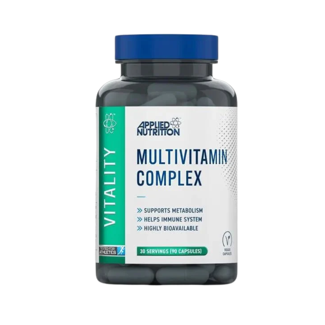 Multivitamin complex bottle with Applied Nutrition label on a white background