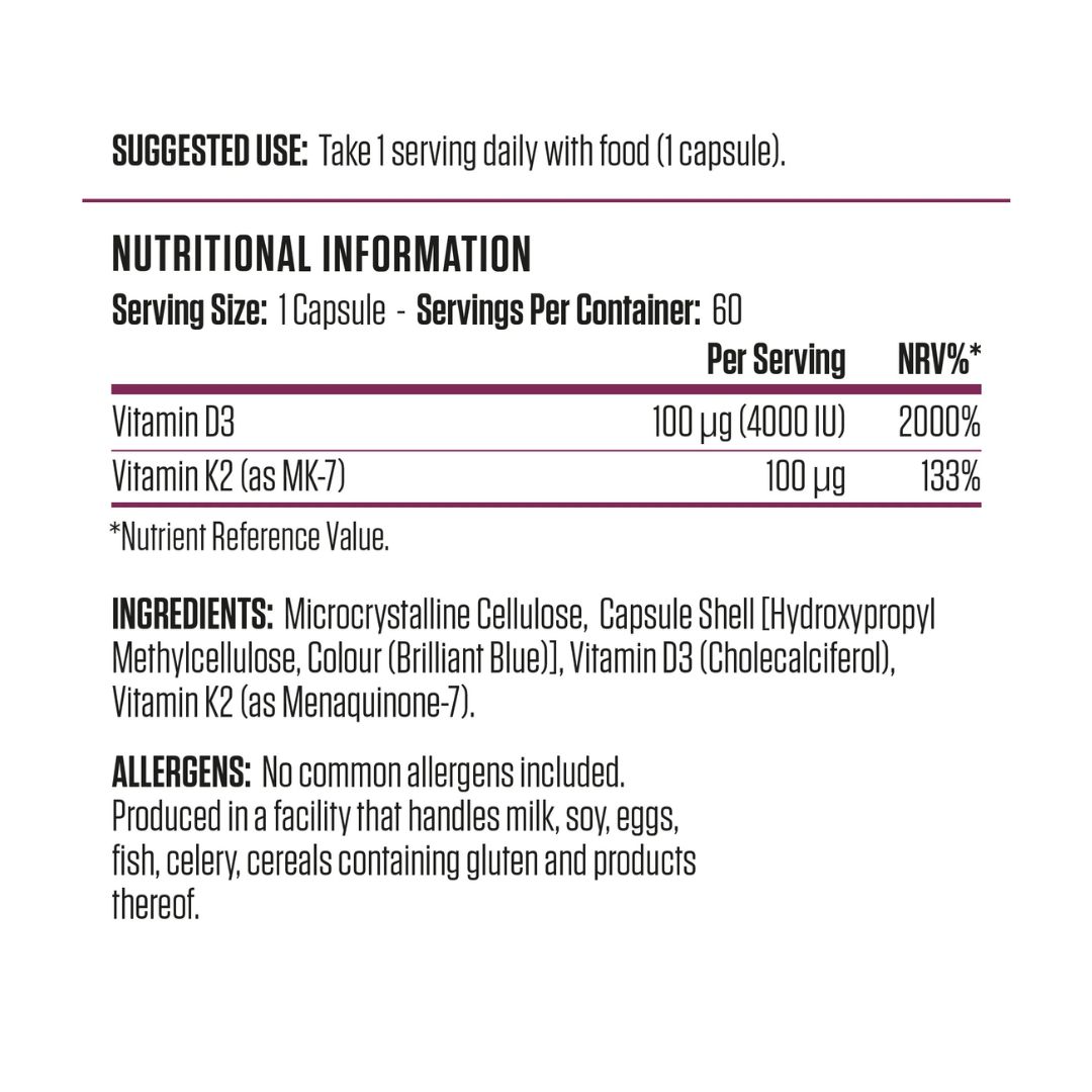 Applied Nutrition Vitamin D3 & K2 4000 IU | Fitfuel Nutrition