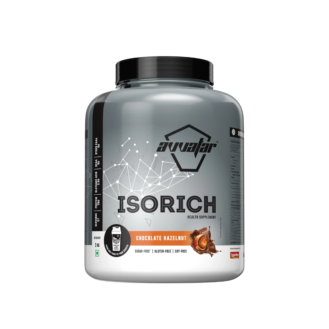 Gray supplement container labeled 'ISORICH' with a black lid on a white background