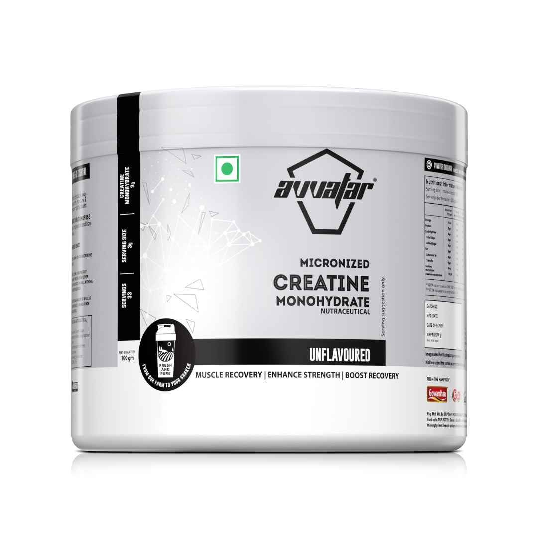 Avvatar Micronized Creatine Monohydrate supplement container on a white background