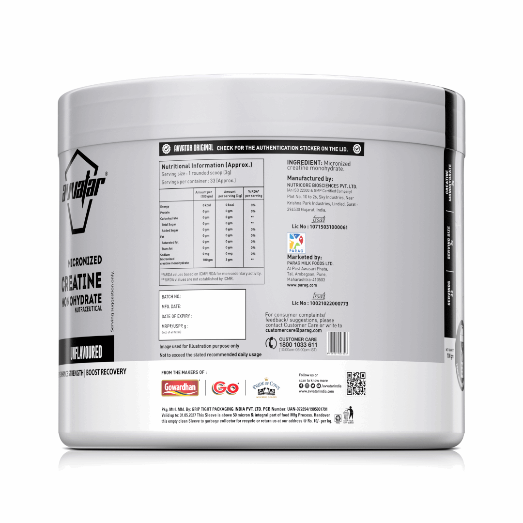 Back view of a supplement container with label details on a white background