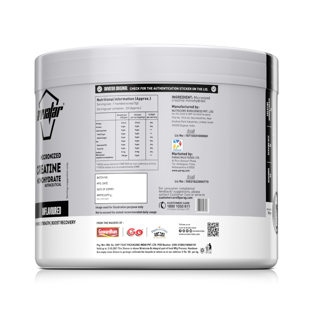 Back view of a supplement container with label details on a white background