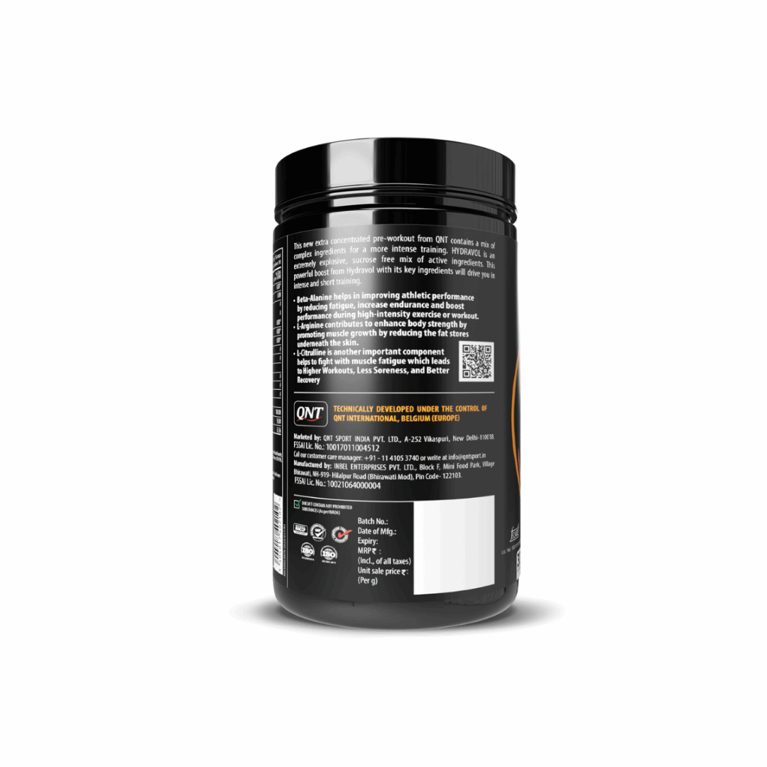 Black supplement container with label on a white background