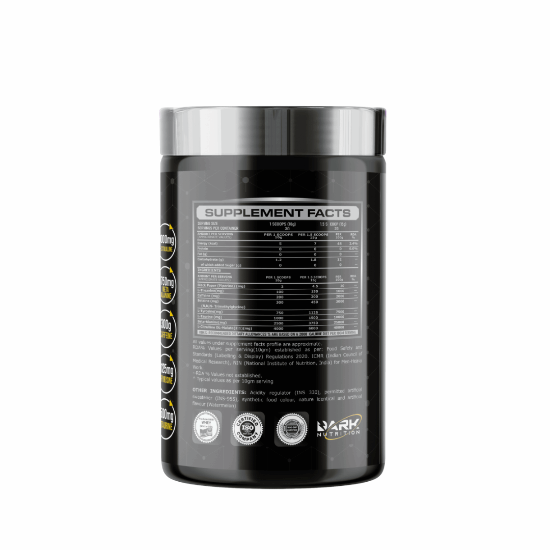Dark Nutrition Pump Pre-Workout supplement container on a white background