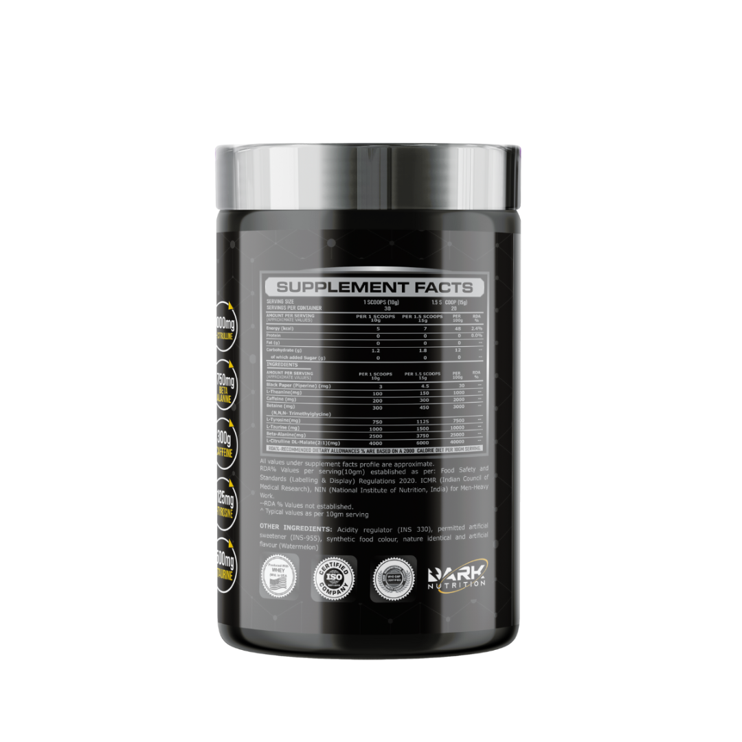 Dark Nutrition Pump Pre-Workout supplement container on a white background