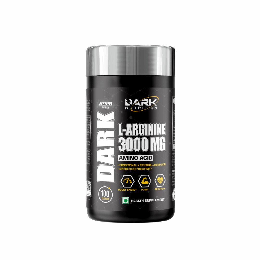 Dark Nutrition L-Arginine 3000 mg supplement container on a white background