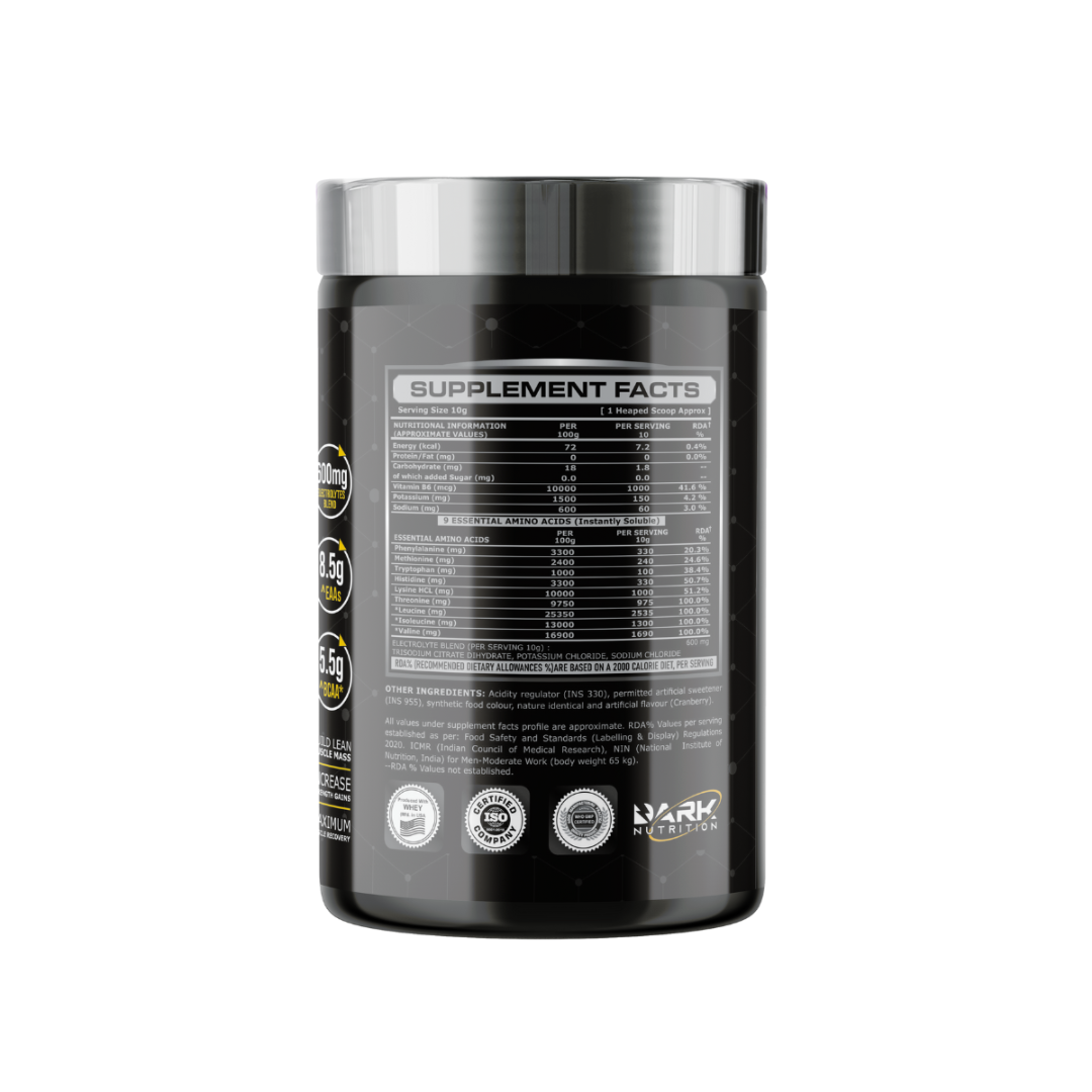 Black supplement container with 'Supplement Facts' label on a white background