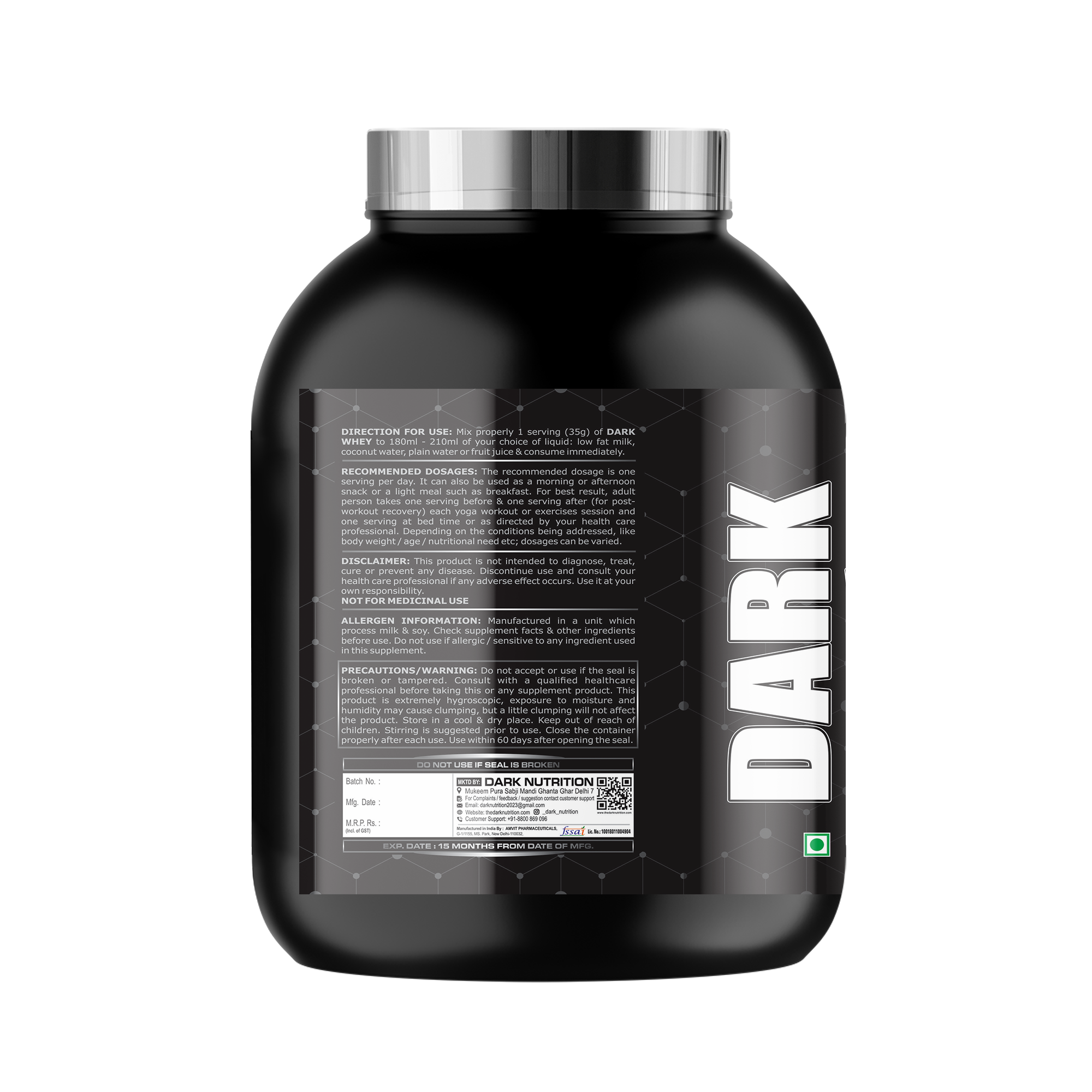 Dark Nutrition Dark Whey Protein | 27G Protein |