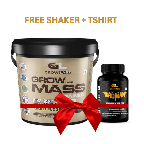 Growlabz Grow Mass Gainer + Badman Gainz( Best Size Gaining Stack )