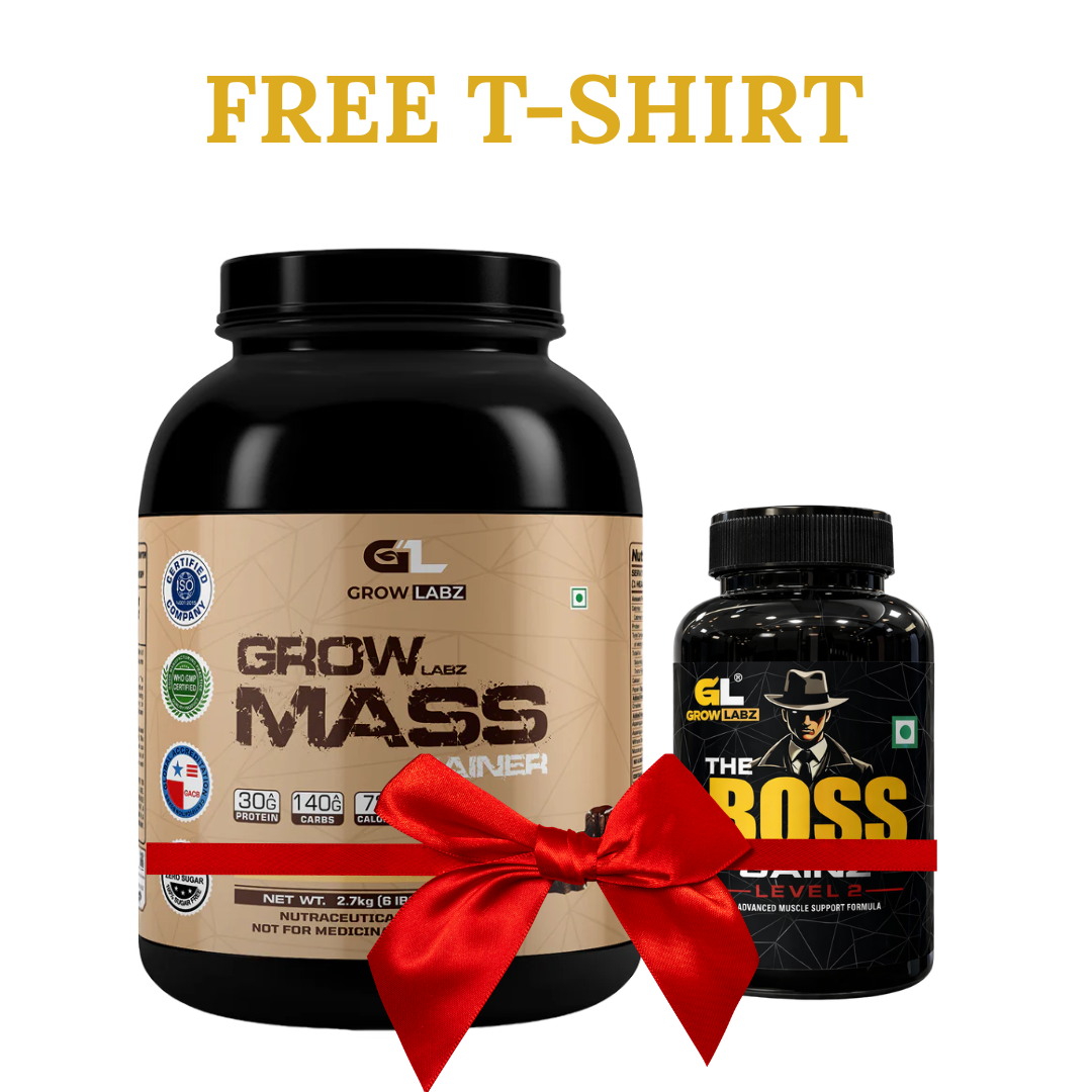 Growlabz Grow Mass Gainer + The Boss Gainz ( Ultimate Size Gaining Stack )