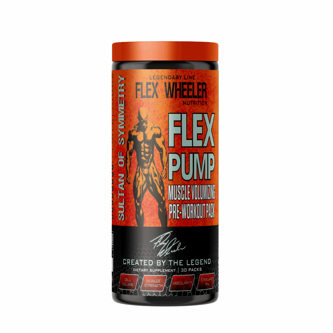 Flex Wheeler Nutrition Flex Pump supplement container on a white background