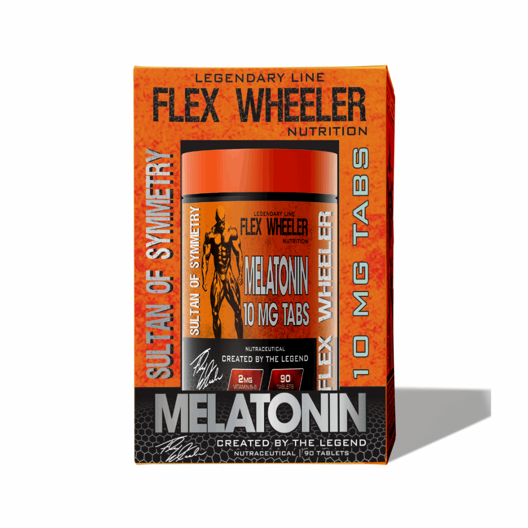 Flex Wheeler Nutrition Melatonin supplement packaging on a white background