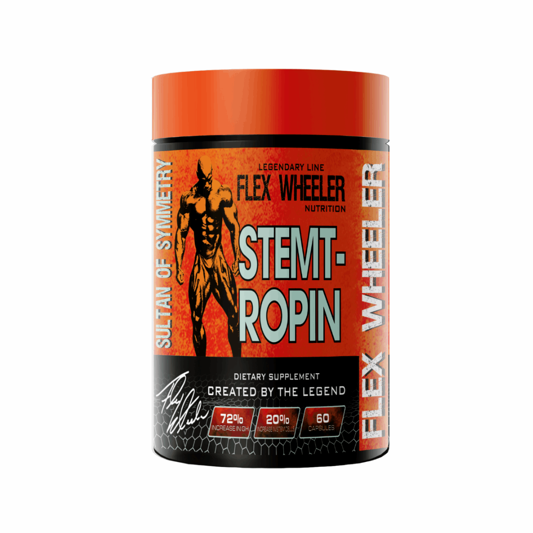 Flex Wheeler Nutrition Stemptropin supplement packaging on a white background