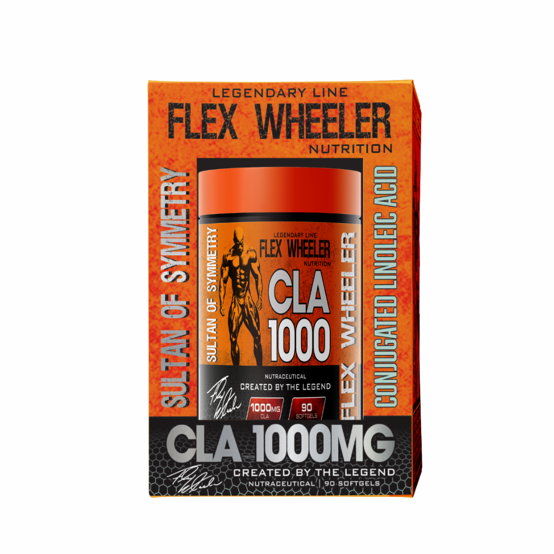 Flex Wheeler Nutrition CLA 1000 supplement packaging on a white background
