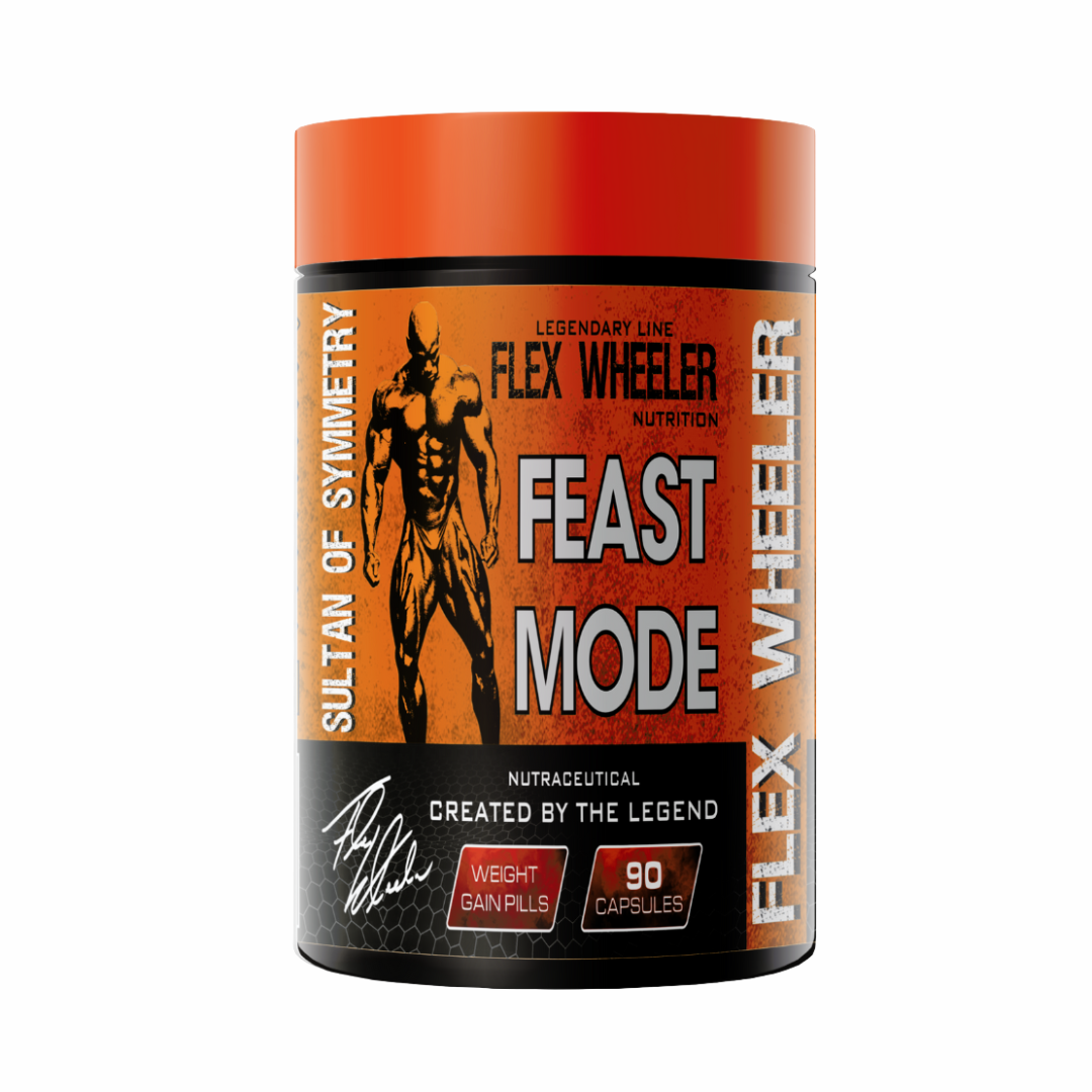 Flex Wheeler Feast Mode supplement container on a white background