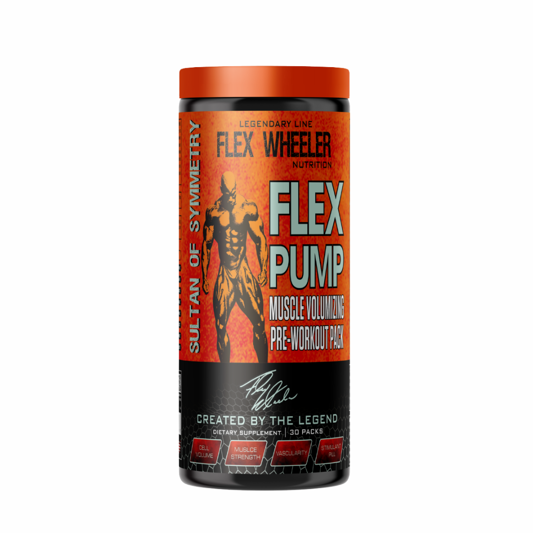 Flex Wheeler Nutrition Flex Pump supplement container on a white background