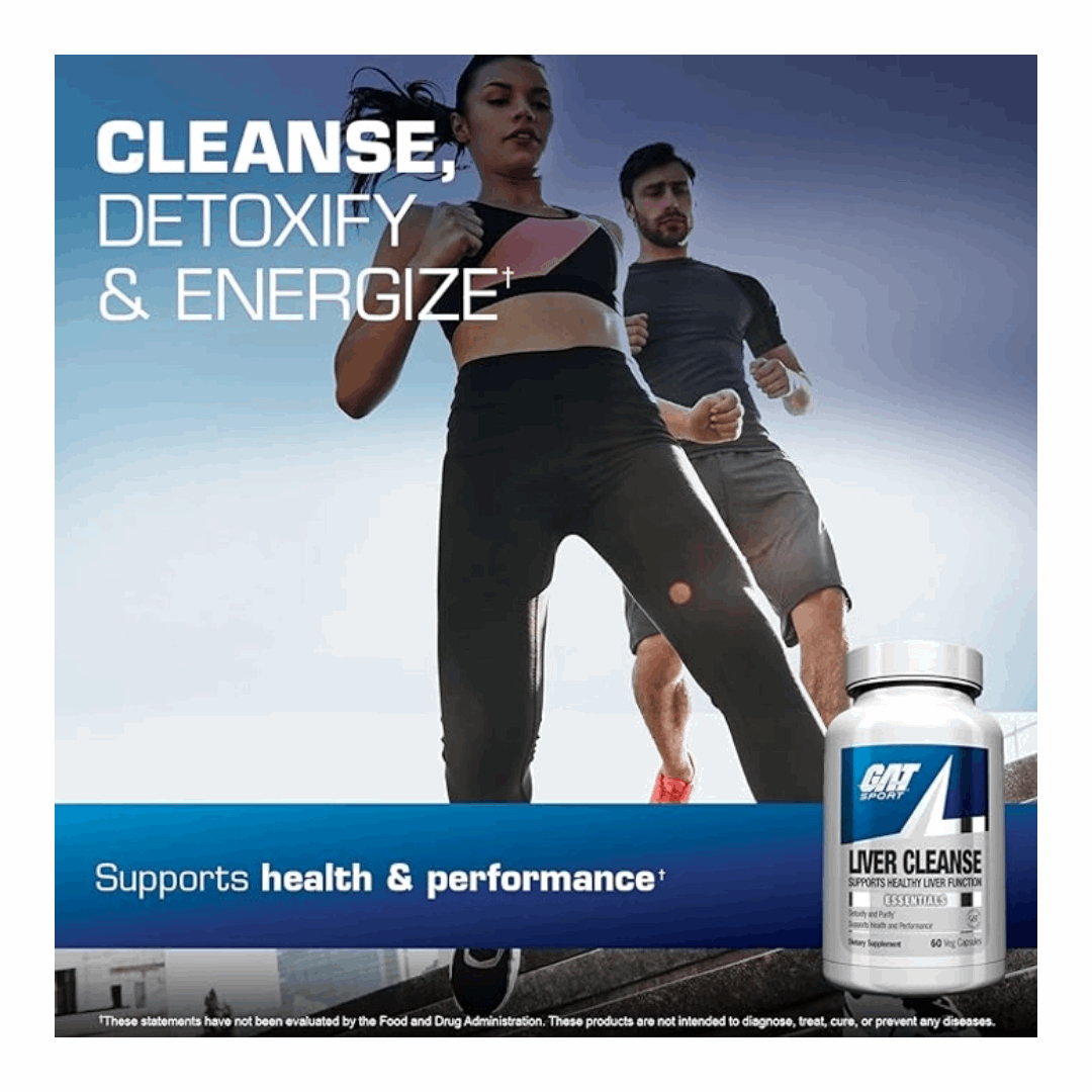 Advertisement for a liver cleanse supplement with two people running outdoors.