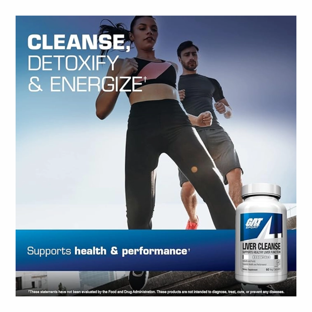 Advertisement for a liver cleanse supplement with two people running outdoors.