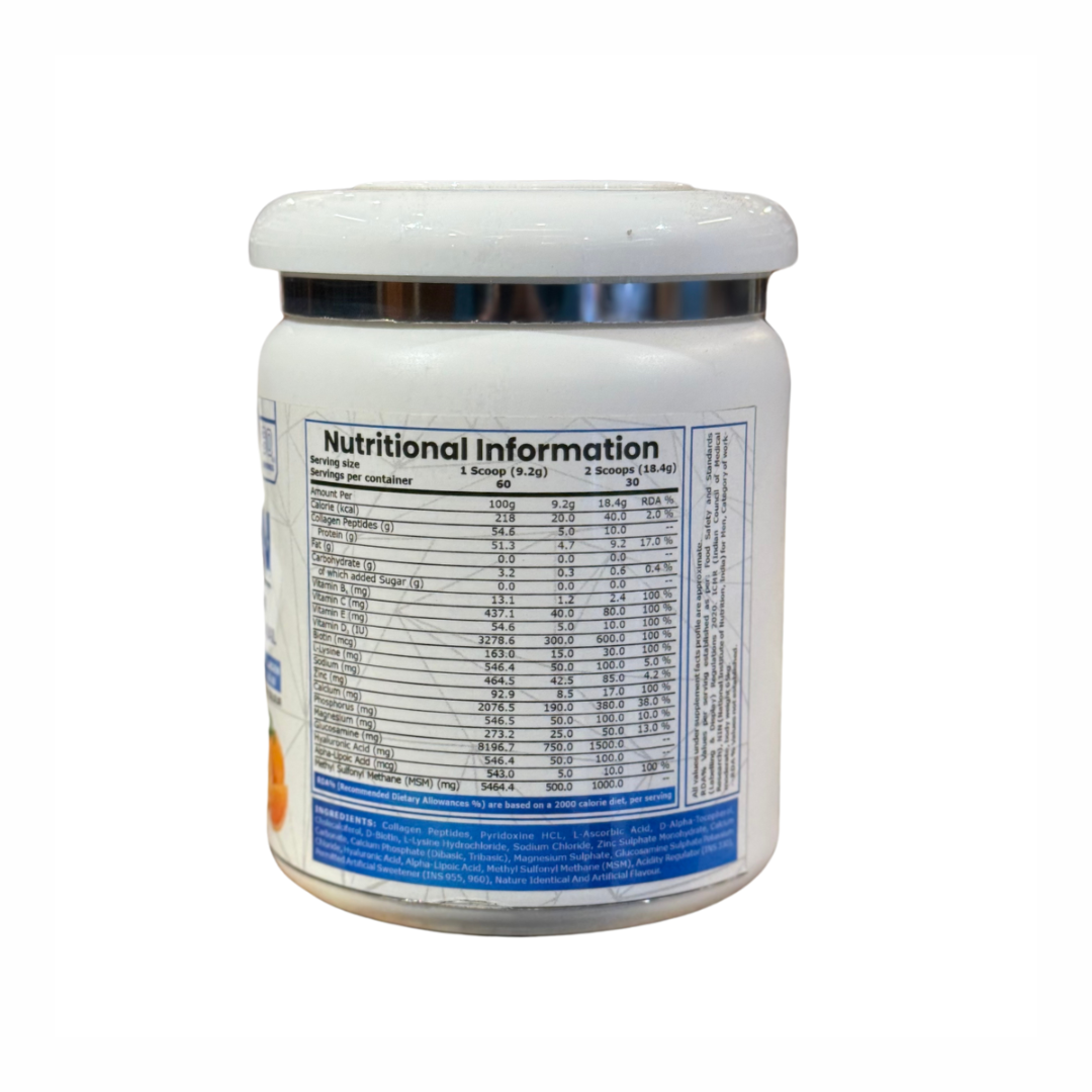 Jar with nutritional information label on a white background