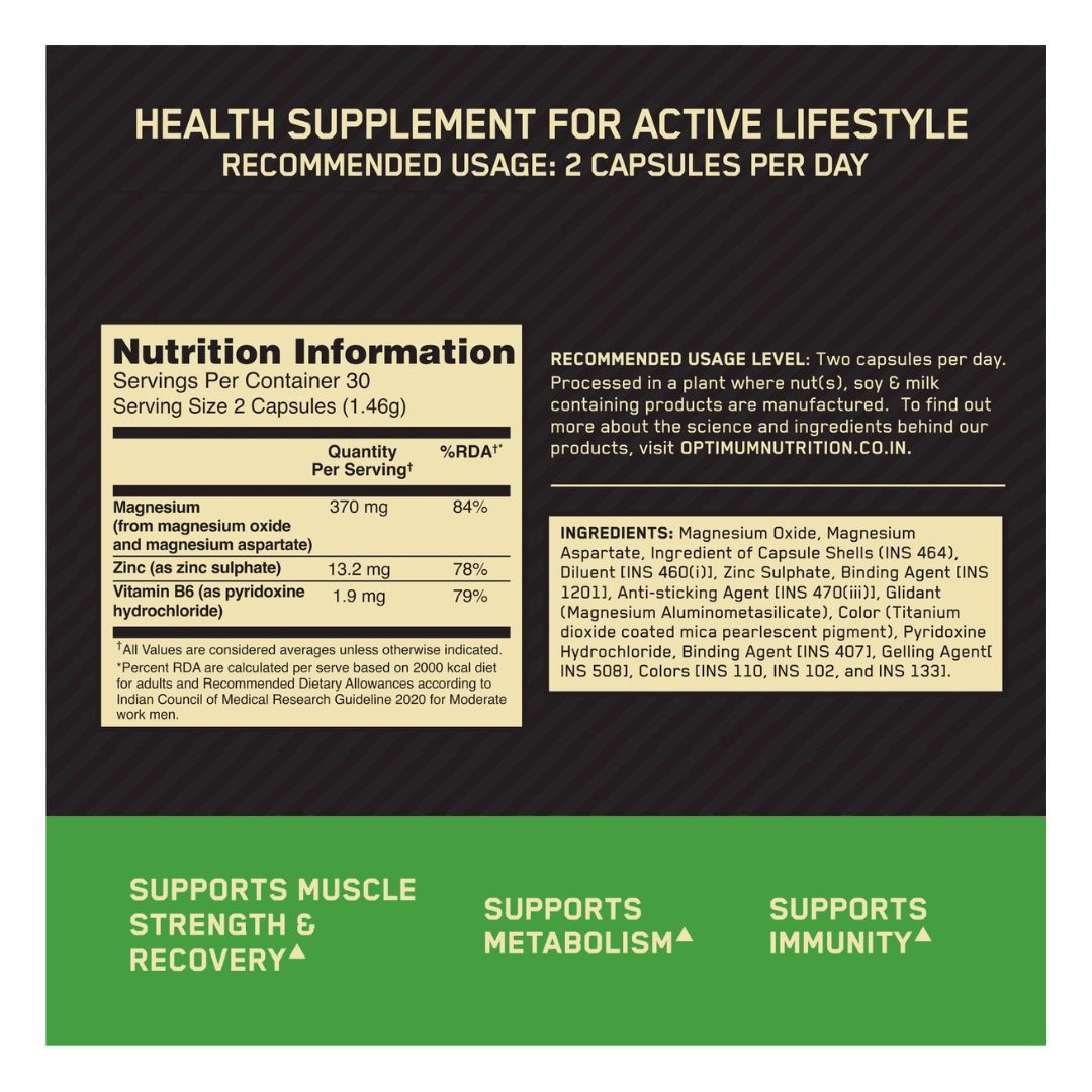 Health supplement label with nutrition information and usage instructions on a black and green background.