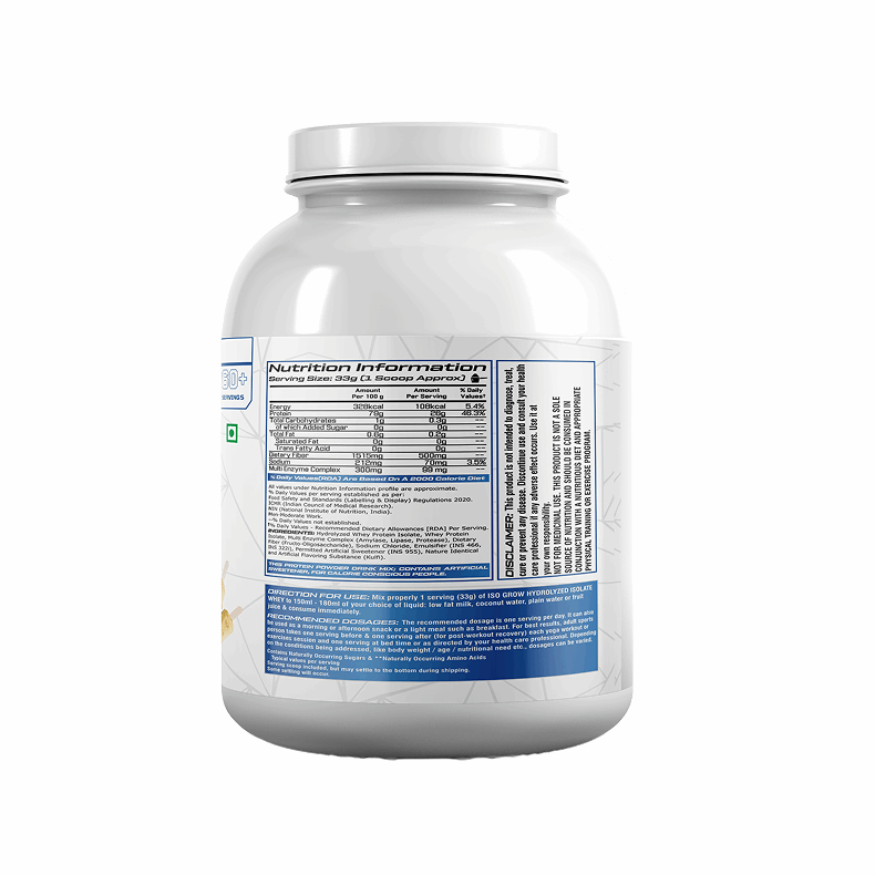 White supplement container with nutrition label on a white background