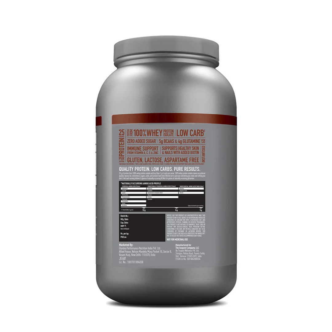 Silver protein supplement container with label on a white background