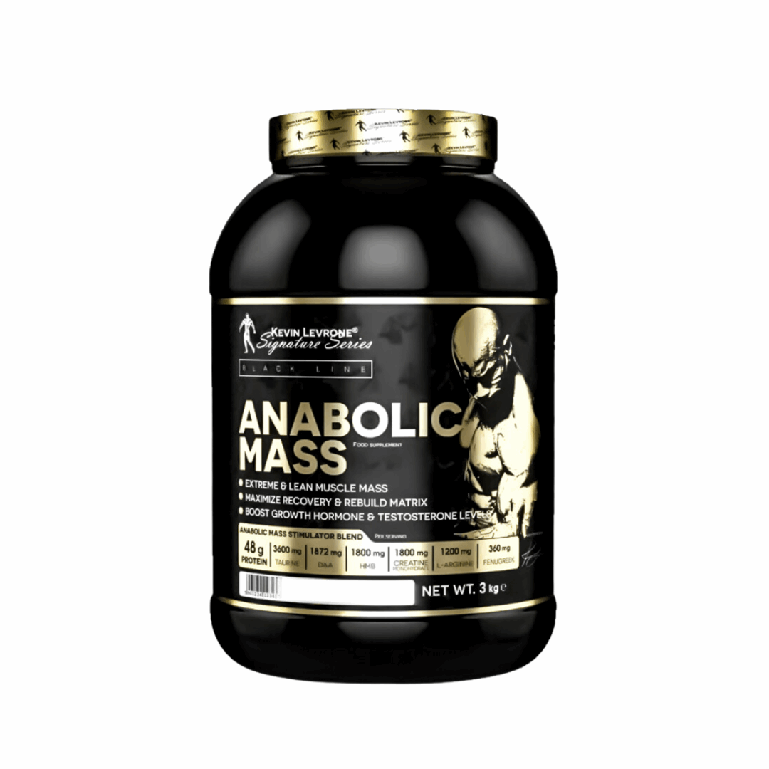 Kevin Levrone Anabolic Mass supplement container on a white background
