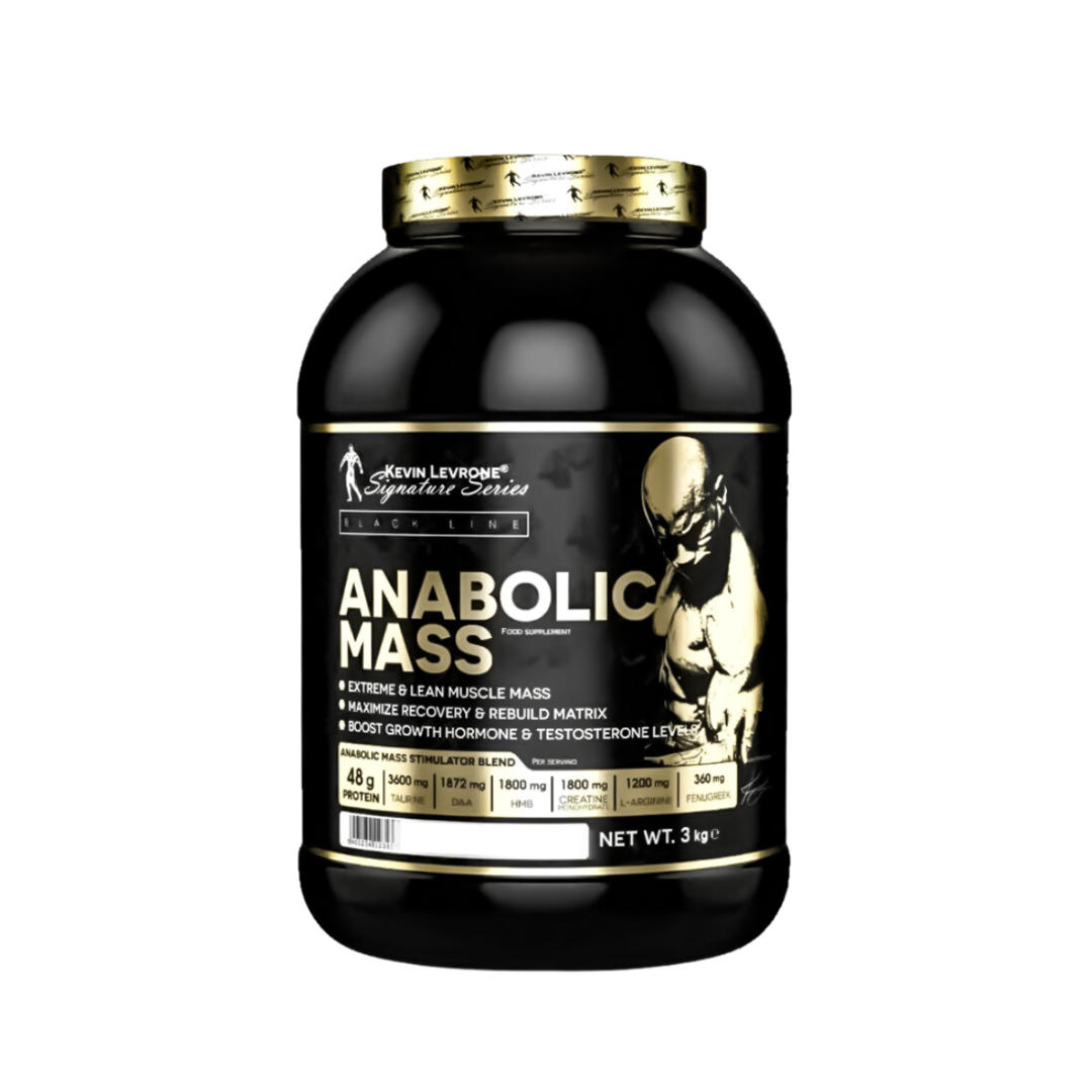 Kevin Levrone Anabolic Mass supplement container on a white background
