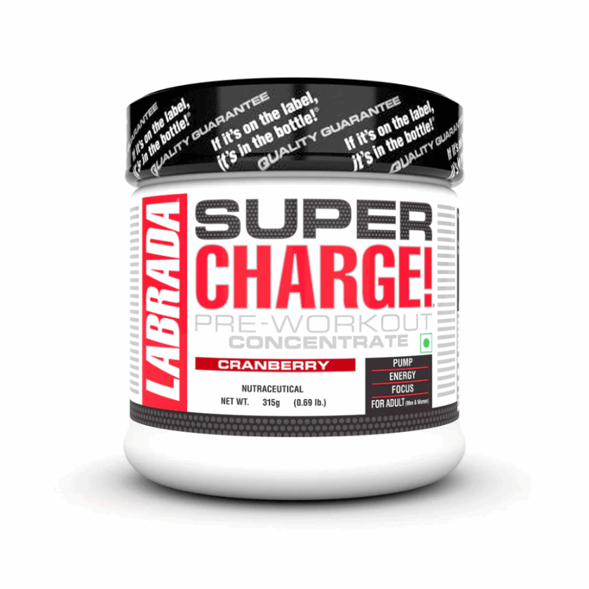 Labrada Super Charge pre-workout concentrate container on a white background