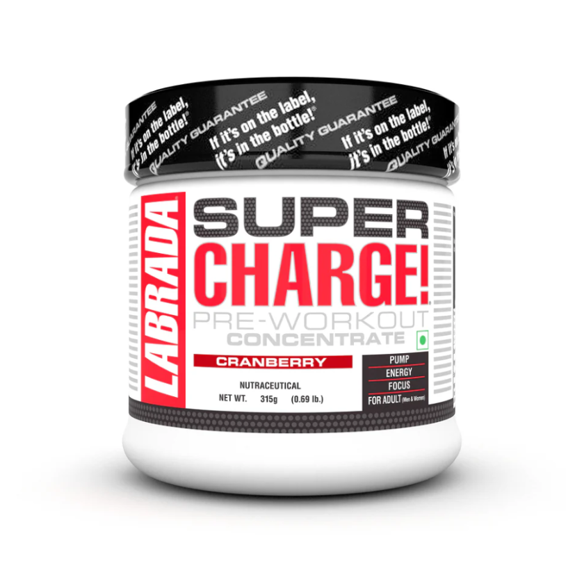 Labrada Super Charge pre-workout concentrate container on a white background