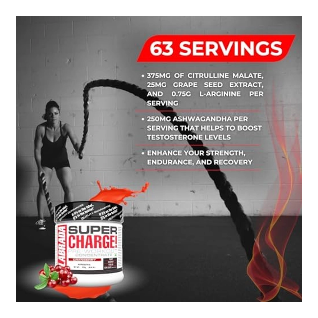 Supplement container with text about ingredients and benefits on a dark background