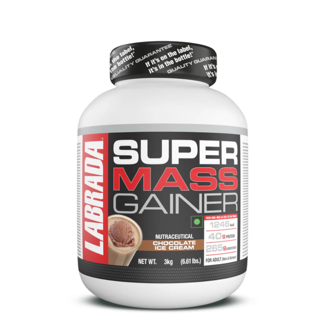 Labrada Super Mass Gainer supplement bottle on a white background