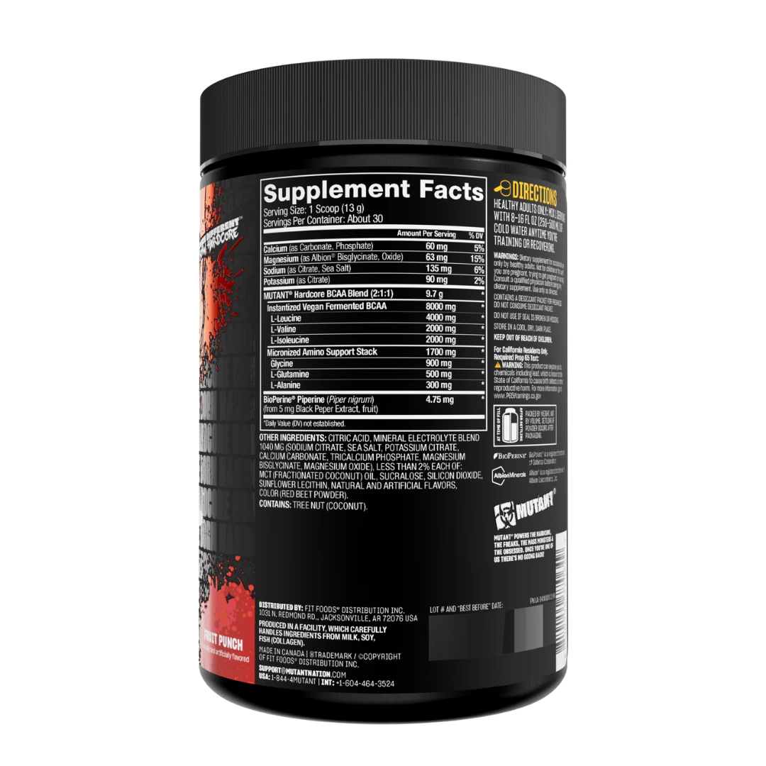 Black supplement container with supplement facts label on a white background