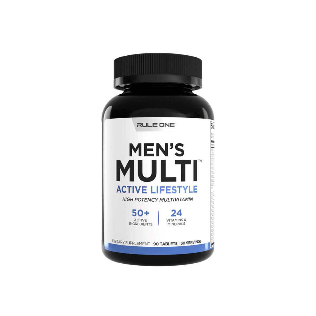 Men's Multi supplement bottle on a white background