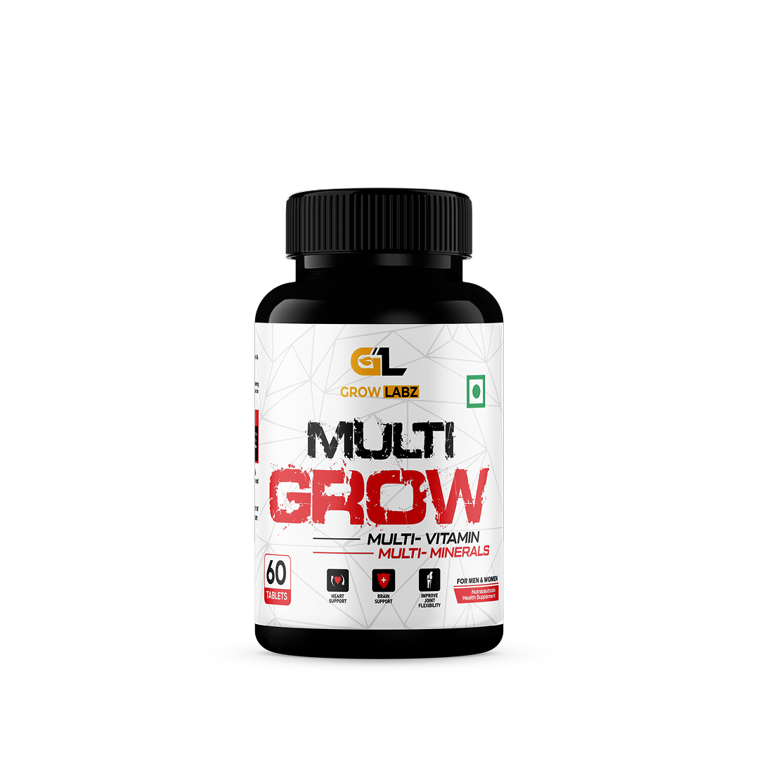 Multivitamin supplement bottle labeled 'Multi Grow' by Grow Labz on a white background